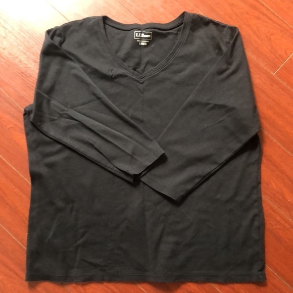 L.L.Bean Women's Black Soft Cotton V Neck Size L Reg - Picture 4 of 9